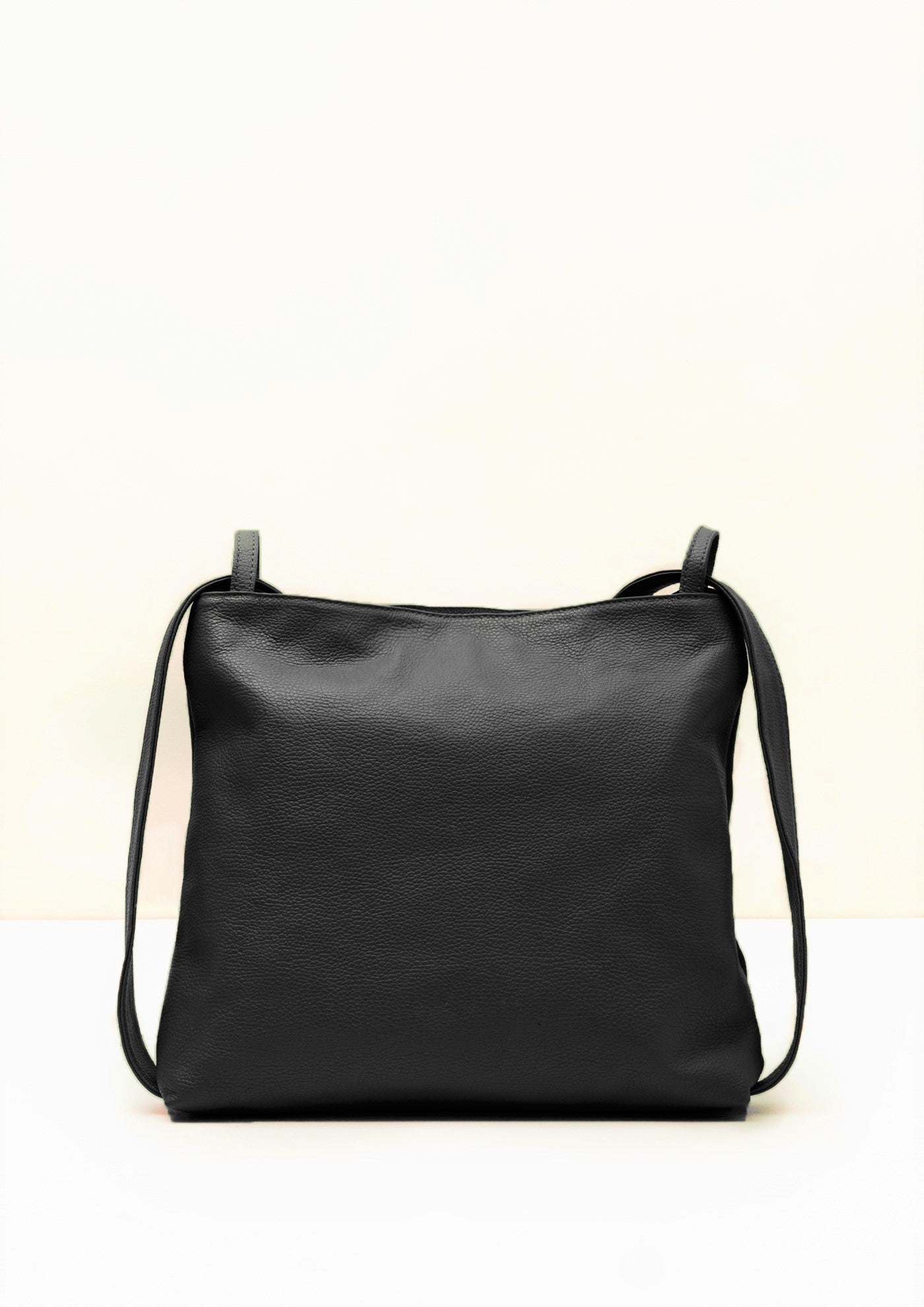 Bella 2-in-1 Black Italian Leather Backpack and Tote by LA LUPA / Tote Converts to Backpack