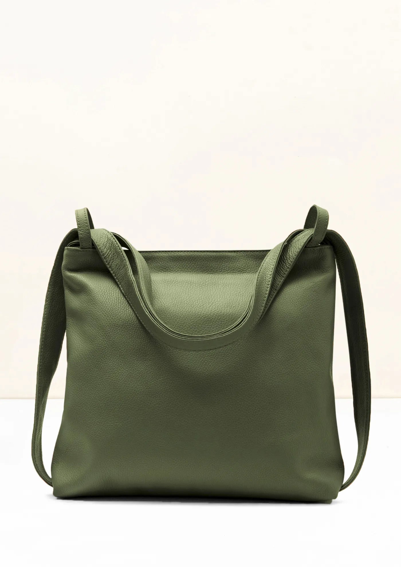 Bella 2-in-1 Backpack Tote Olive Green by LA LUPA Italian leather