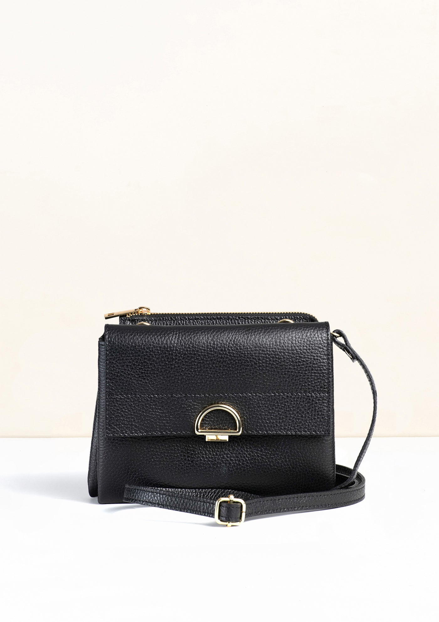 Sabrina Black Crossbody Italian Leather Handbag from LA LUPA