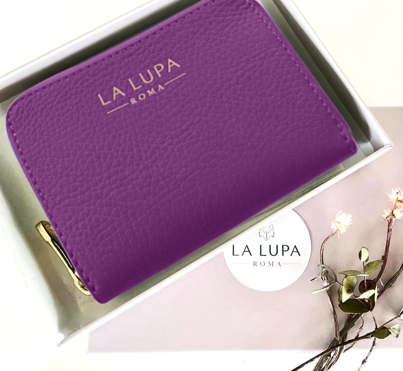 Rosa Purse Purple talian Leather Wallet from LA LUPA Close up Detail
