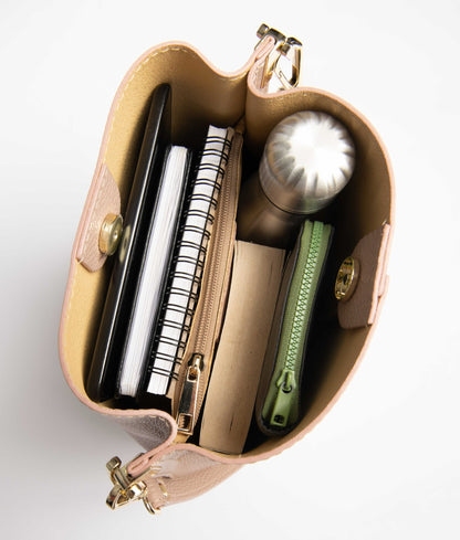 Livia Blush Crossbody Italian Leather handbag from LA LUPA  / Inside view