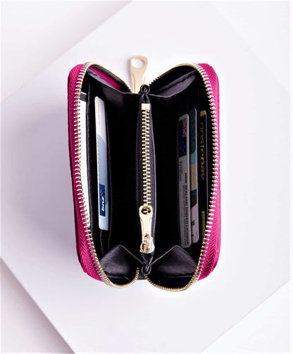 Rosa Purse Pink Italian Leather Wallet from LA LUPA / Inside view