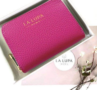 Rosa Purse Pink Italian Leather Wallet from LA LUPA  /  Close up Detail