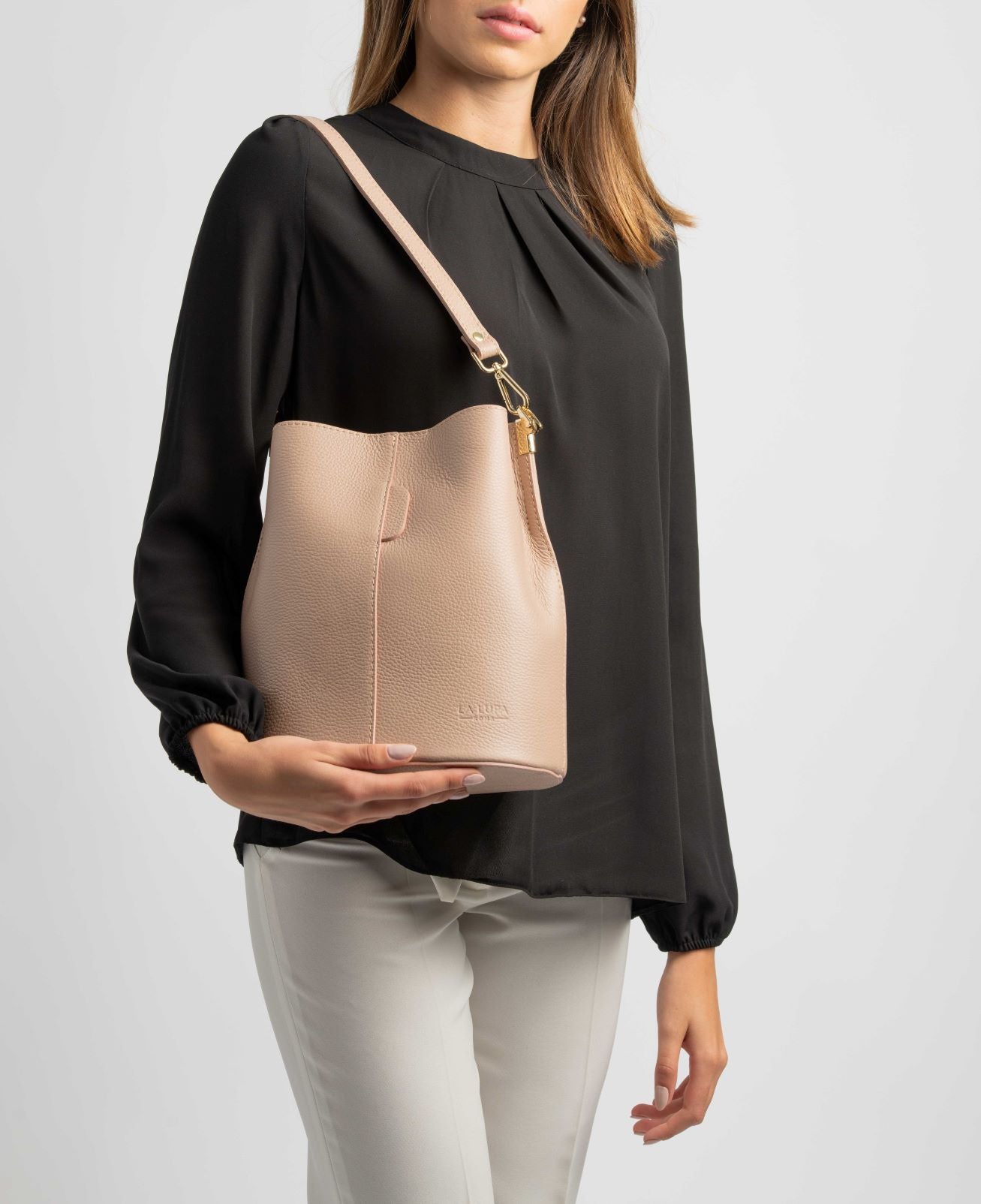 Livia Blush Crossbody Italian Leather handbag from LA LUPA 