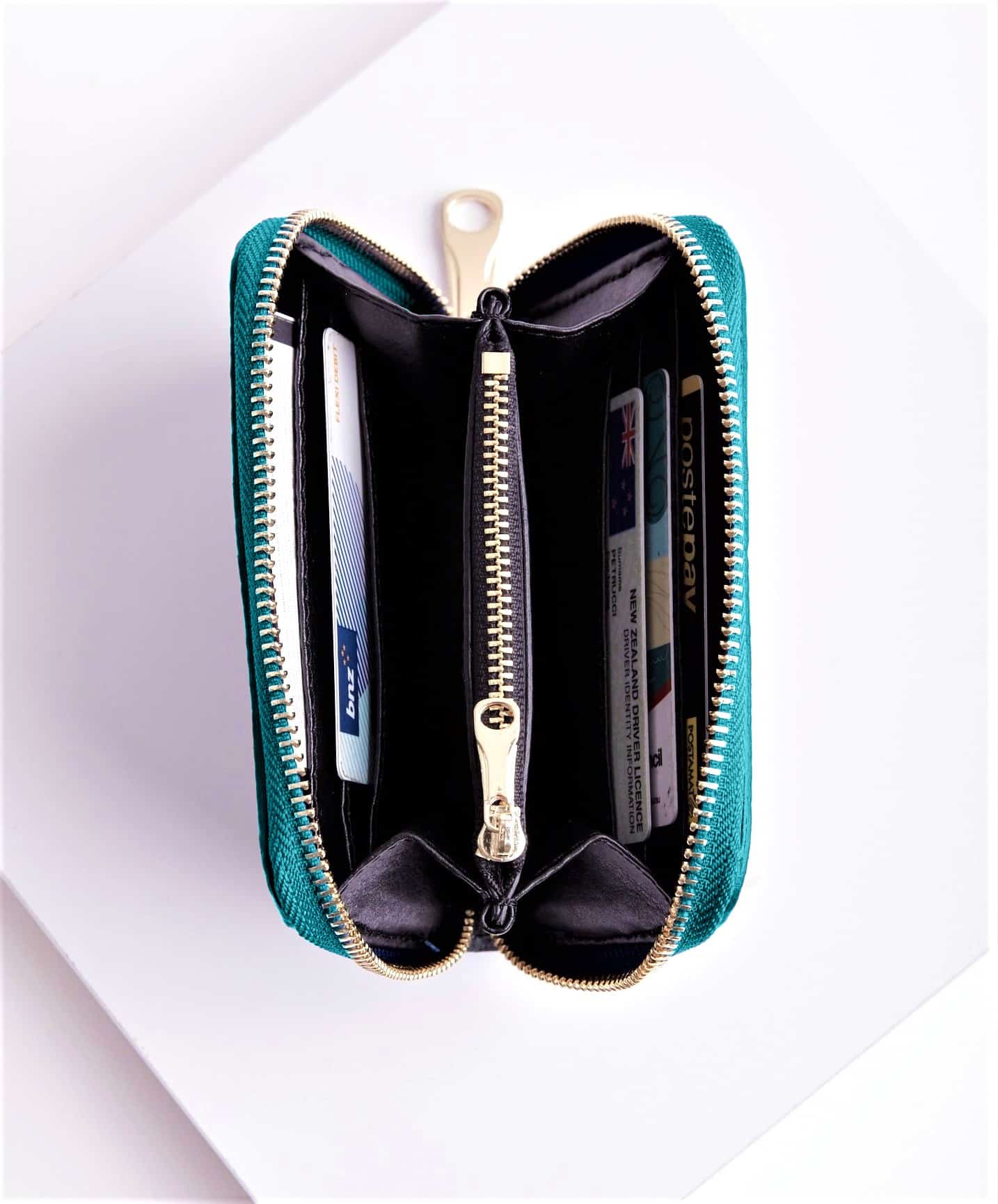 Rosa Purse Turquoise talian Leather Wallet from LA LUPA / Inside View