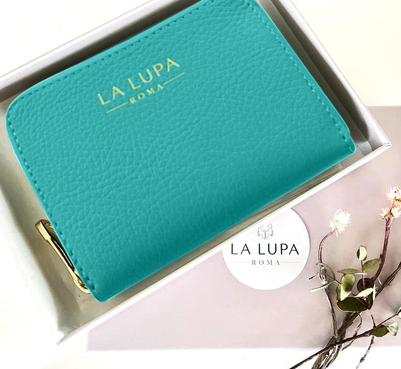 Rosa Purse Turquoise talian Leather Wallet from LA LUPA  Close up Detail